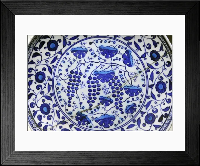 Framed Print : Blue and white plate with turquoise, 1530-1545. Iznik Framed Print : Blue and white plate with turquoise, 1530-1545. Iznik