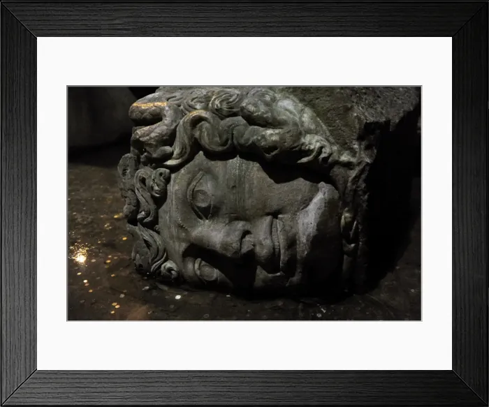Framed Print : Basilica Cistern. 6th century. Medusa column base. Istanbul Framed Print : Basilica Cistern. 6th century. Medusa column base. Istanbul