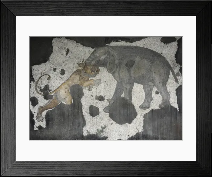 Framed Print : Great Palace Mosaic Museum. Byzantine style. Elephant and li Framed Print : Great Palace Mosaic Museum. Byzantine style. Elephant and li