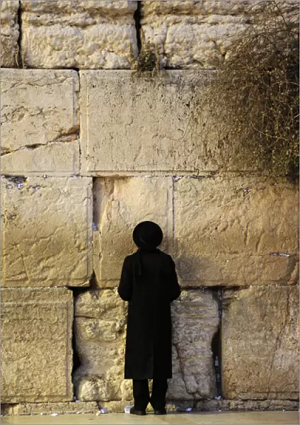 A Jew praying at the Western Wall. Jerusalem. Israel