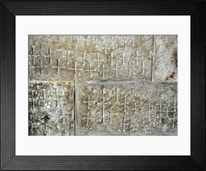 Framed Print : Israel. Jerusalen. Crusader graffiti in the Church of the Ho Framed Print : Israel. Jerusalen. Crusader graffiti in the Church of the Ho