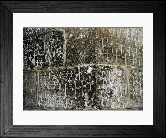 Framed Print : Israel. Jerusalen. Crusader graffiti in the Church of the Ho Framed Print : Israel. Jerusalen. Crusader graffiti in the Church of the Ho