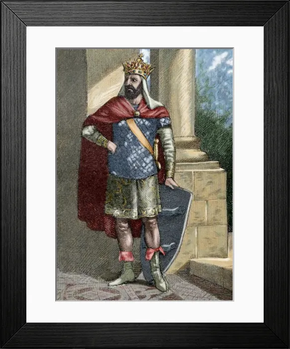Framed Print : Liuvigild (c. 525-586). Engraving. Colored Framed Print : Liuvigild (c. 525-586). Engraving. Colored