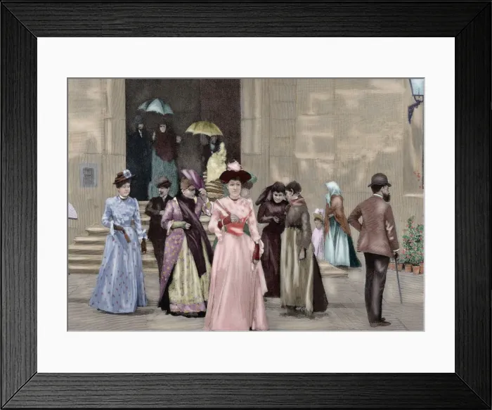 Framed Print : Spain. Barcelona. Mass output. Engraving. Colored Framed Print : Spain. Barcelona. Mass output. Engraving. Colored