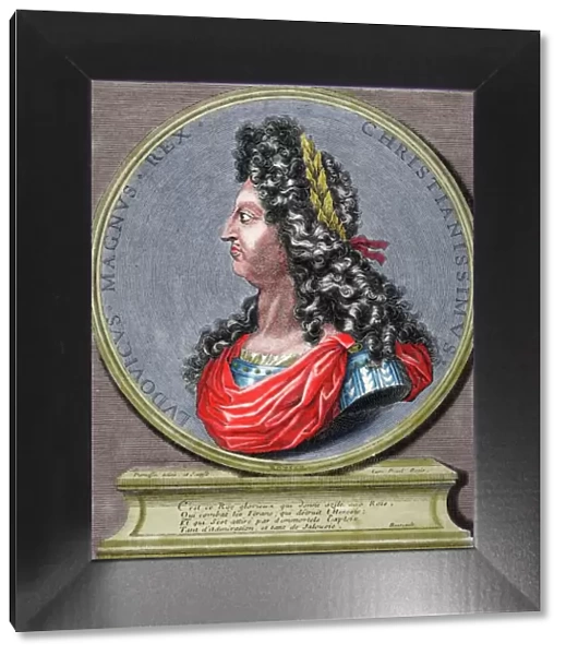 Louis XIV (1638-1715). King of France. Engraving. Colored