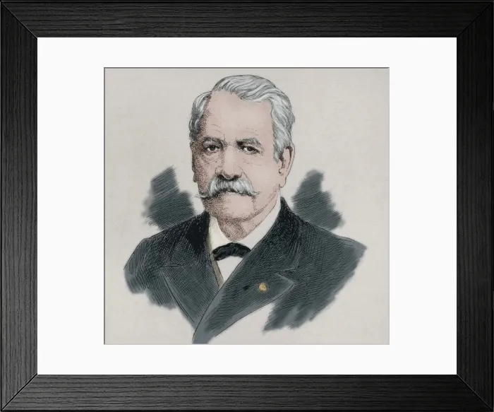 Framed Print : Ferdinand de Lesseps (1805-1894). Engraving. Colored Framed Print : Ferdinand de Lesseps (1805-1894). Engraving. Colored