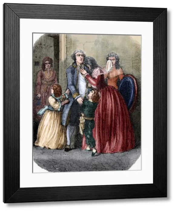 Framed Print : Louis XVI (1754-1793) taking leave of his family. Engraving Framed Print : Louis XVI (1754-1793) taking leave of his family. Engraving