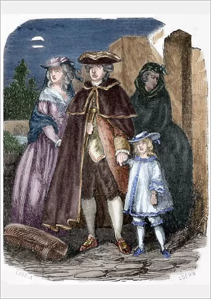 Escape of Louis XVI (1754-1793) and his family, 1791. Engrav