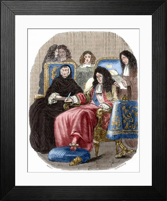 Framed Print : Last moments of the Sun King Engraving. Colored Framed Print : Last moments of the Sun King Engraving. Colored