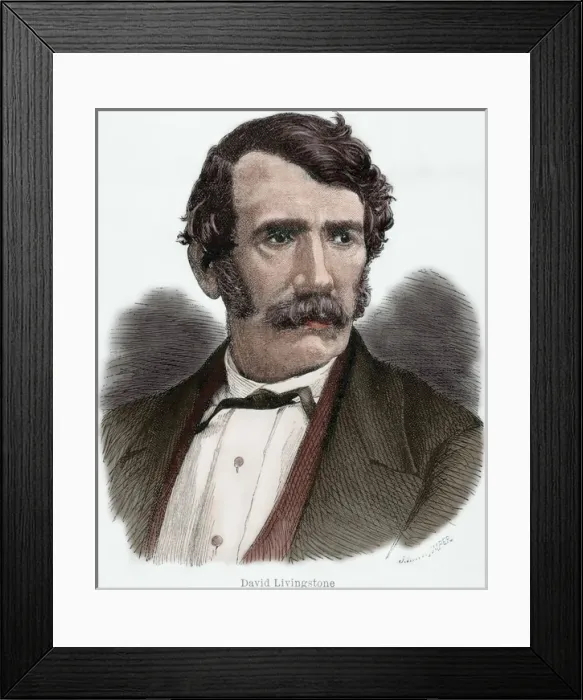 Framed Print : David Livingstone (1813-1873). Engraving. Colored Framed Print : David Livingstone (1813-1873). Engraving. Colored