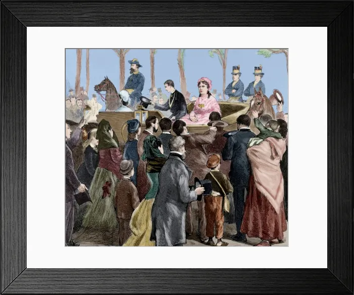 Framed Print : Isabella II of Spain (1830-1904) arriving to Madrid, 1876. E Framed Print : Isabella II of Spain (1830-1904) arriving to Madrid, 1876. E