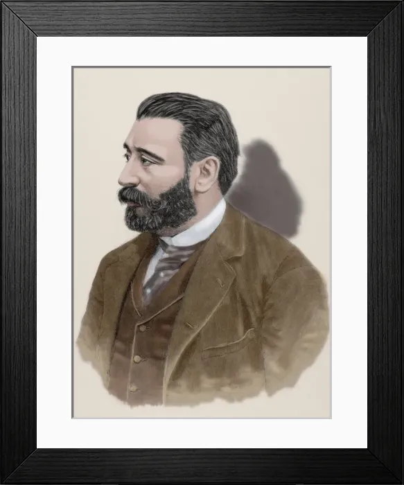 Framed Print : Aureliano Linares Rivas (1841-1903). Engraving. Colored Framed Print : Aureliano Linares Rivas (1841-1903). Engraving. Colored