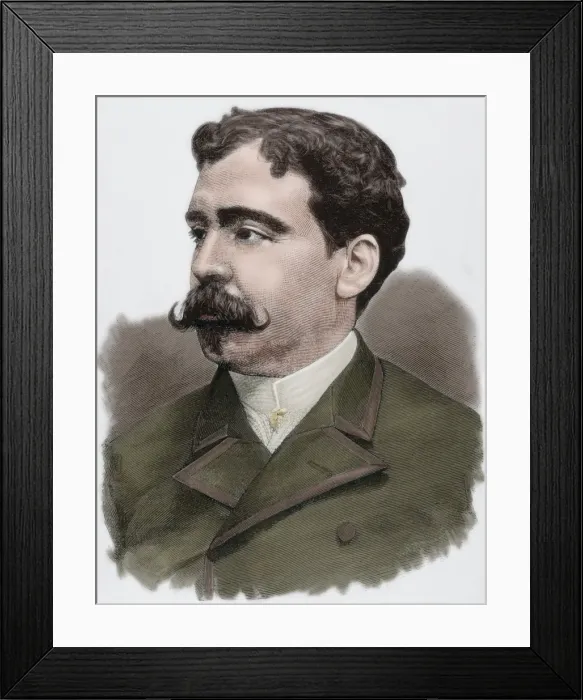 Framed Print : Enrique Kubly Arteaga (1855-1904). Engraving. Colored Framed Print : Enrique Kubly Arteaga (1855-1904). Engraving. Colored