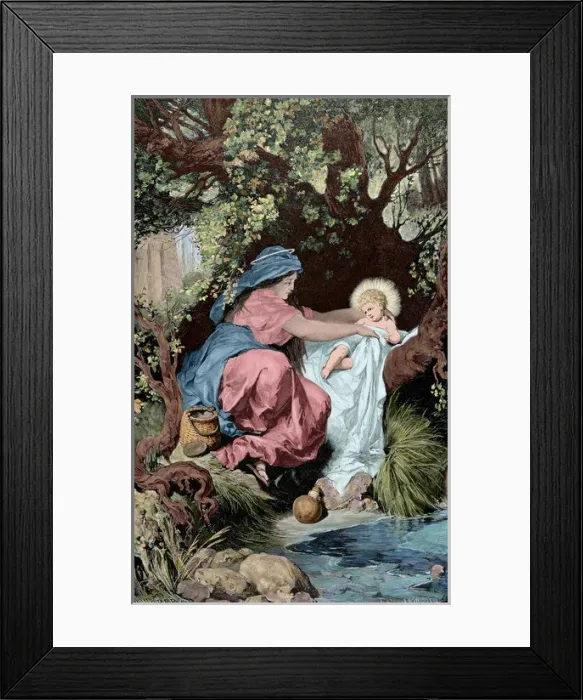 Framed Print : Flight into Egypt. Engraving. Colored Framed Print : Flight into Egypt. Engraving. Colored