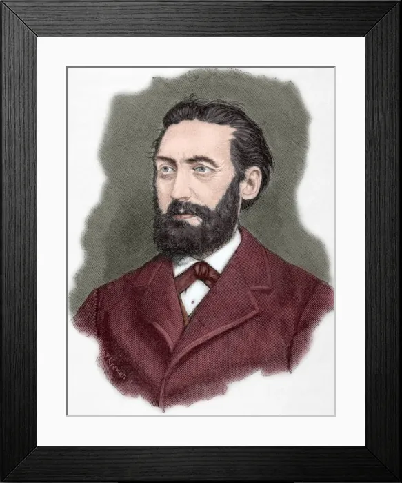 Framed Print : William of Kardorff (1828-1907). Engraving. Colored Framed Print : William of Kardorff (1828-1907). Engraving. Colored