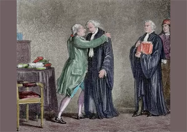 Meeting between Louis XVI and the Minister Lamoignon-Maleshe