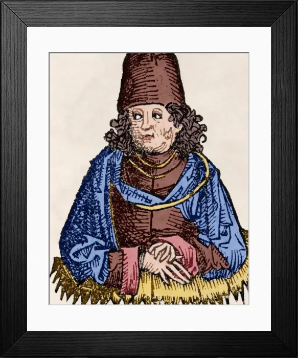 Framed Print : Aristotle (384-322 B. C). Greek philosopher. Engraving. Color Framed Print : Aristotle (384-322 B. C). Greek philosopher. Engraving. Color
