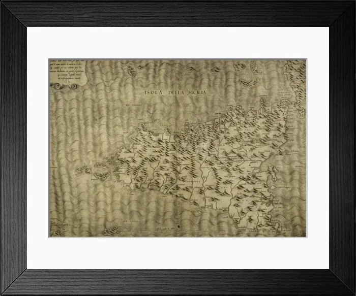 Framed Print : Map of Sicily. Mediterranean Sea Framed Print : Map of Sicily. Mediterranean Sea