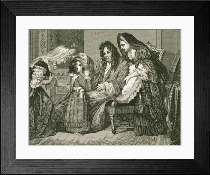 Framed Print : Louis XIV (1638-1715), King of France, with his grandson. En Framed Print : Louis XIV (1638-1715), King of France, with his grandson. En