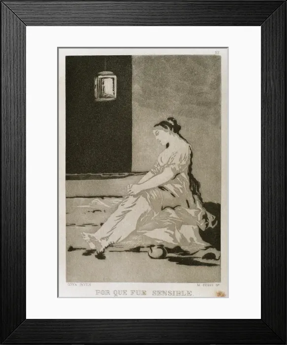 Framed Print : Francisco Goya (1746-1828). Caprices. Plaque 32. Because she Framed Print : Francisco Goya (1746-1828). Caprices. Plaque 32. Because she