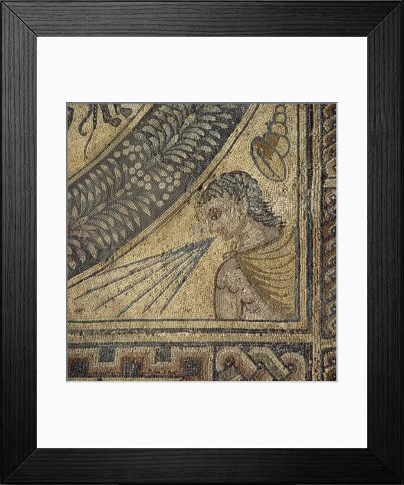 Framed Print : Aurigas mosaic. Roman. Detail depicting one of the four win Framed Print : Aurigas mosaic. Roman. Detail depicting one of the four win