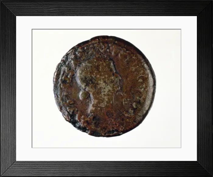 Framed Print : Roman coin. Dupondius. Adverse with portrait of Livia, wife Framed Print : Roman coin. Dupondius. Adverse with portrait of Livia, wife