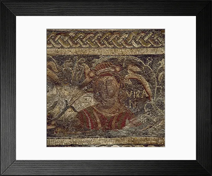 Framed Print : Roman mosaic. Female figure depicting the Summer. 4th centur Framed Print : Roman mosaic. Female figure depicting the Summer. 4th centur