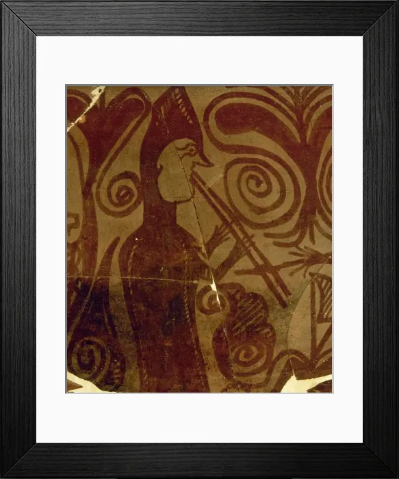 Framed Print : Iberians. Pre-Roman era. Musician playing an aulos. From old Framed Print : Iberians. Pre-Roman era. Musician playing an aulos. From old