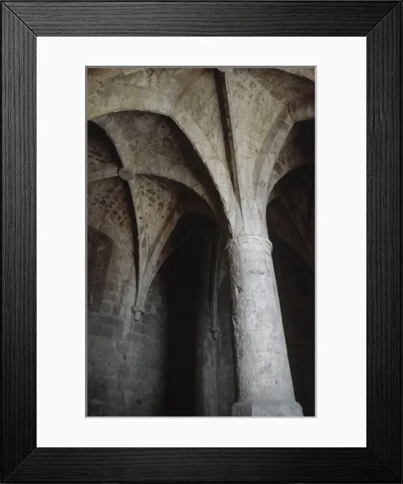 Framed Print : France. Aude. Castle of Queribus. Gothic room. Dome. 15th ce Framed Print : France. Aude. Castle of Queribus. Gothic room. Dome. 15th ce