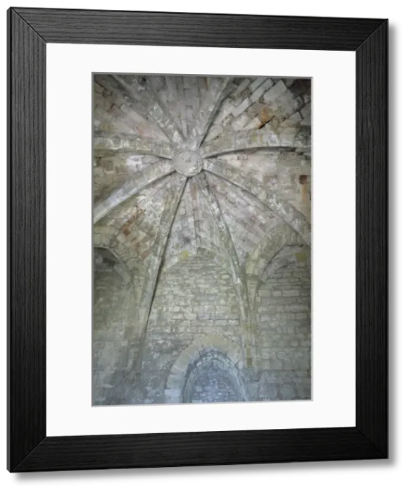 Framed Print : France. Aude. Puivert castle. The music room. Vault Framed Print : France. Aude. Puivert castle. The music room. Vault
