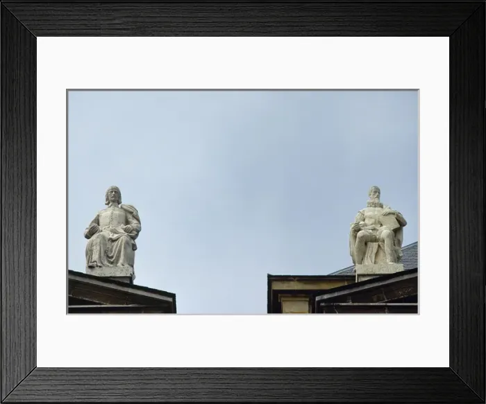 Framed Print : Statues. Leandro Fernandez de Moratin and Miguel de Cervante Framed Print : Statues. Leandro Fernandez de Moratin and Miguel de Cervante