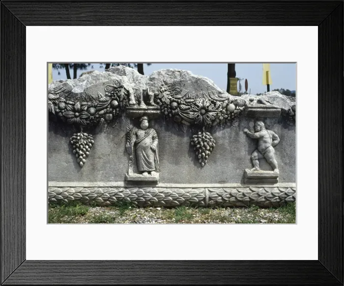 Framed Print : Roman art. Turkey. Sarcophaghus. Relief. Detail. City Museum Framed Print : Roman art. Turkey. Sarcophaghus. Relief. Detail. City Museum