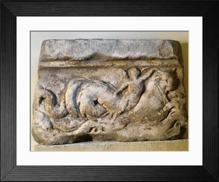 Framed Print : Roman Sarcophagus. Cover. Marble. Marine motifs. Catalonia ? Framed Print : Roman Sarcophagus. Cover. Marble. Marine motifs. Catalonia ?