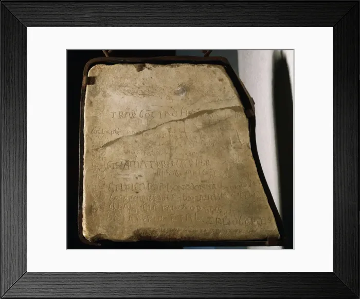 Framed Print : Medieval era. Ara of St. Fost de Campsentelles. Roman cornic Framed Print : Medieval era. Ara of St. Fost de Campsentelles. Roman cornic