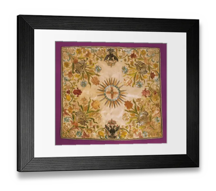 Framed Print : Chalice Veil, cloth with covers the chalice. 18th century Framed Print : Chalice Veil, cloth with covers the chalice. 18th century