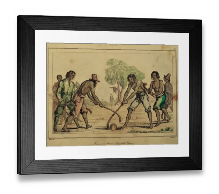 Framed Print : Chile. Cineca game. French engraving. Color Framed Print : Chile. Cineca game. French engraving. Color