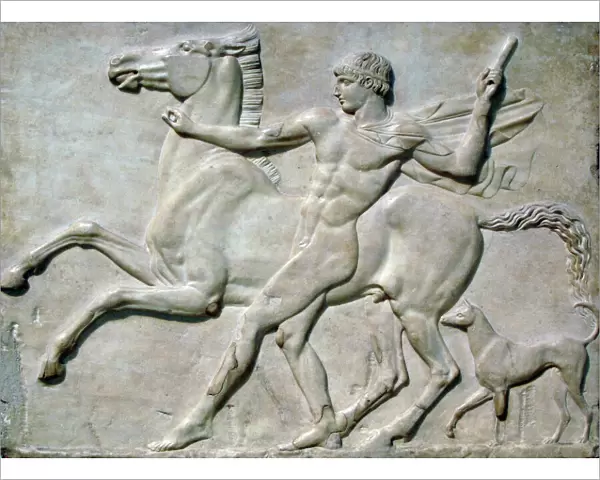 Roman art. Boy with horse (possible CastorI. Marble. Relief