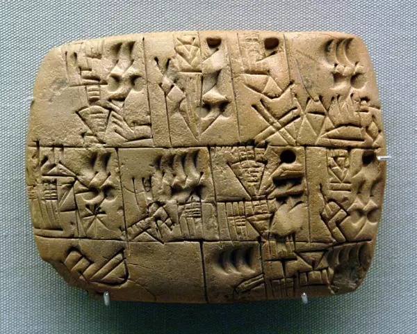 Mesopotamia. Clay Tablet. Pictographs drawn. Iraq. Late Preh