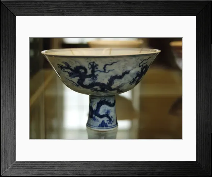 Framed Print : China. Underglazee blue cups. Ming dynasty, Xuande period (1 Framed Print : China. Underglazee blue cups. Ming dynasty, Xuande period (1