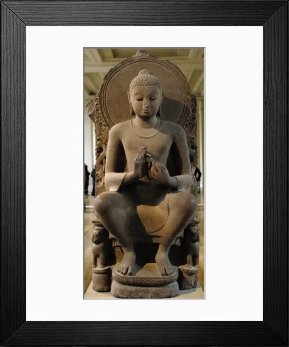 Framed Print : Sandstone figure of the seated Buddha. 5th century. Sarnath Framed Print : Sandstone figure of the seated Buddha. 5th century. Sarnath