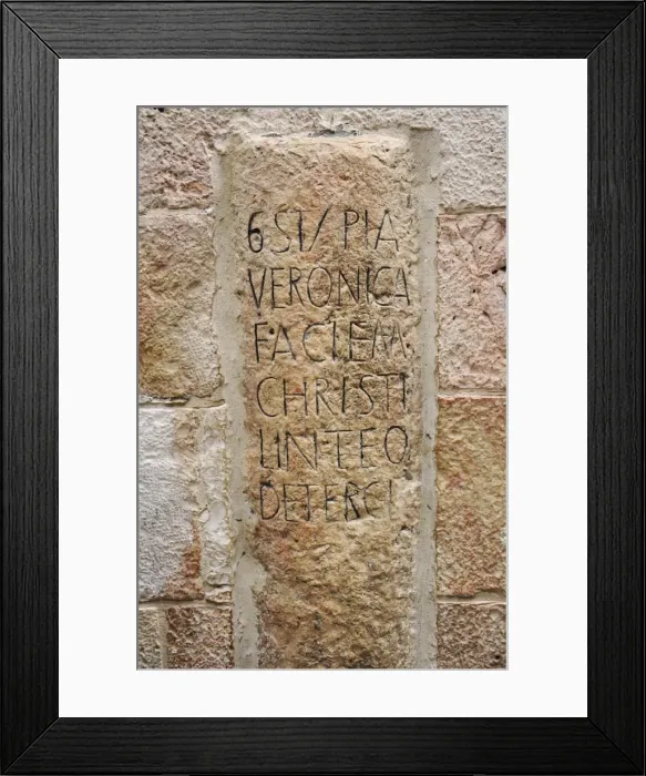 Framed Print : Israel. Jerusalem. Via Dolorosa. Inscription that marks Framed Print : Israel. Jerusalem. Via Dolorosa. Inscription that marks