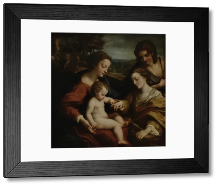 Framed Print : Antonio da Correggio (1489-1534). The Mystic Marriage of St Framed Print : Antonio da Correggio (1489-1534). The Mystic Marriage of St