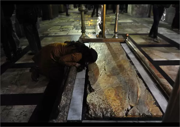 Israel. Jerusalem. Church of the Holy Sepulchre. Stone of th