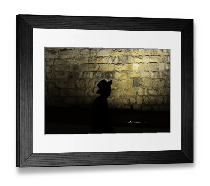 Framed Print : Backlit view of the silhouette of a an orthodox Jew. Old Cit Framed Print : Backlit view of the silhouette of a an orthodox Jew. Old Cit