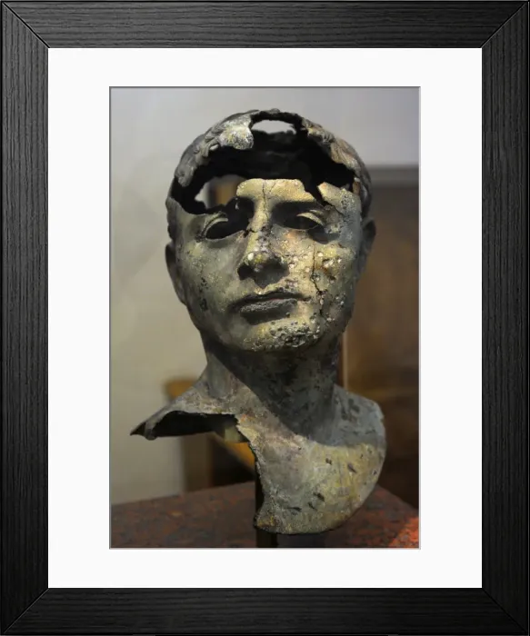 Framed Print : Portrait of a man. Roman work, early 1st century AD. Bronze Framed Print : Portrait of a man. Roman work, early 1st century AD. Bronze