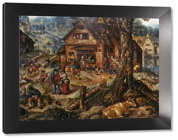 Hans Bol (1534-1593). Flemish painter. Village Scene, 16th C