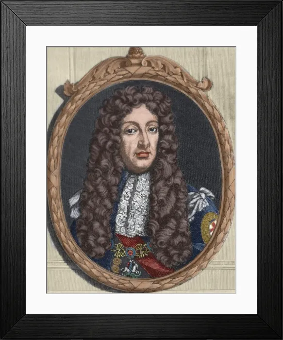 Framed Print : James II of England (1633-1701). Portrait. engraving. Colore Framed Print : James II of England (1633-1701). Portrait. engraving. Colore