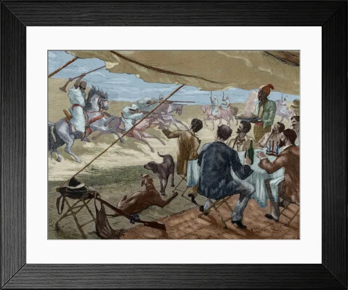 Framed Print : Colonialism. Arab World. Europeans during the lunch. Engravi Framed Print : Colonialism. Arab World. Europeans during the lunch. Engravi