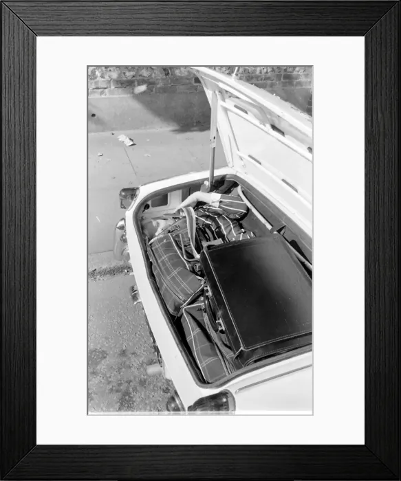 Framed Print : Female contortionist Diana Gaye and car boot Framed Print : Female contortionist Diana Gaye and car boot