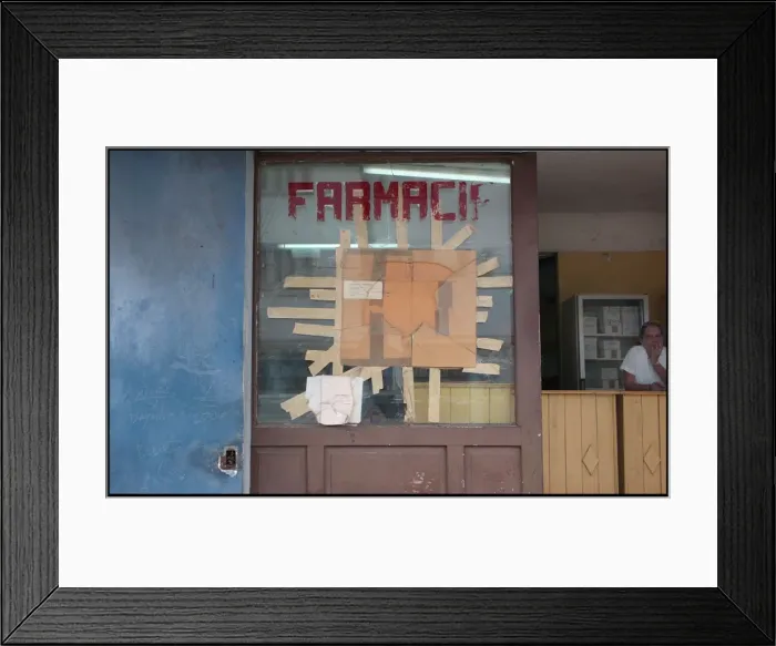 Framed Print : Broken window, chemists shop. Havana, Cuba Framed Print : Broken window, chemists shop. Havana, Cuba